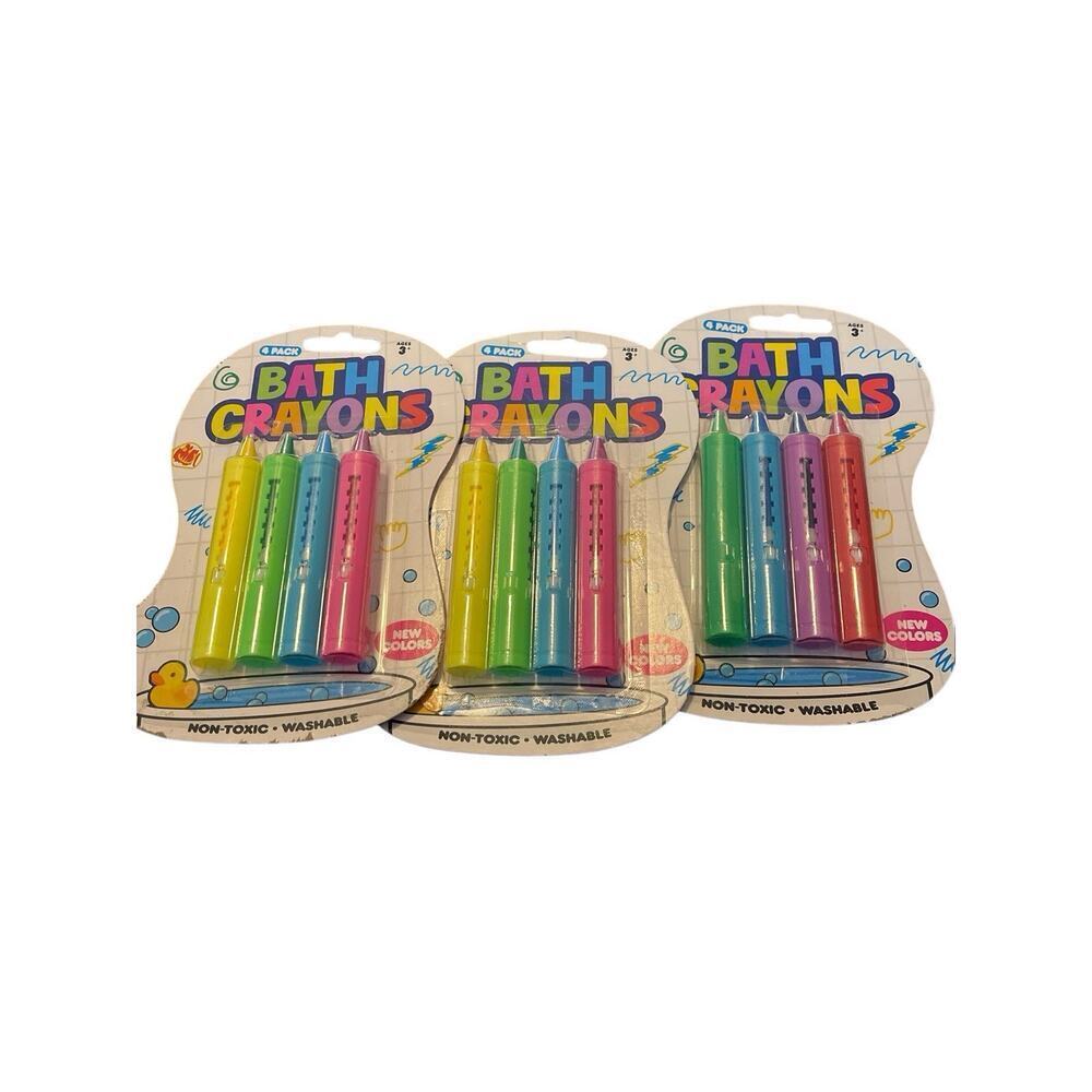 Bath Crayons - Non-Toxic-Washable- 3 Packs Of 4- 12 Total Crayon